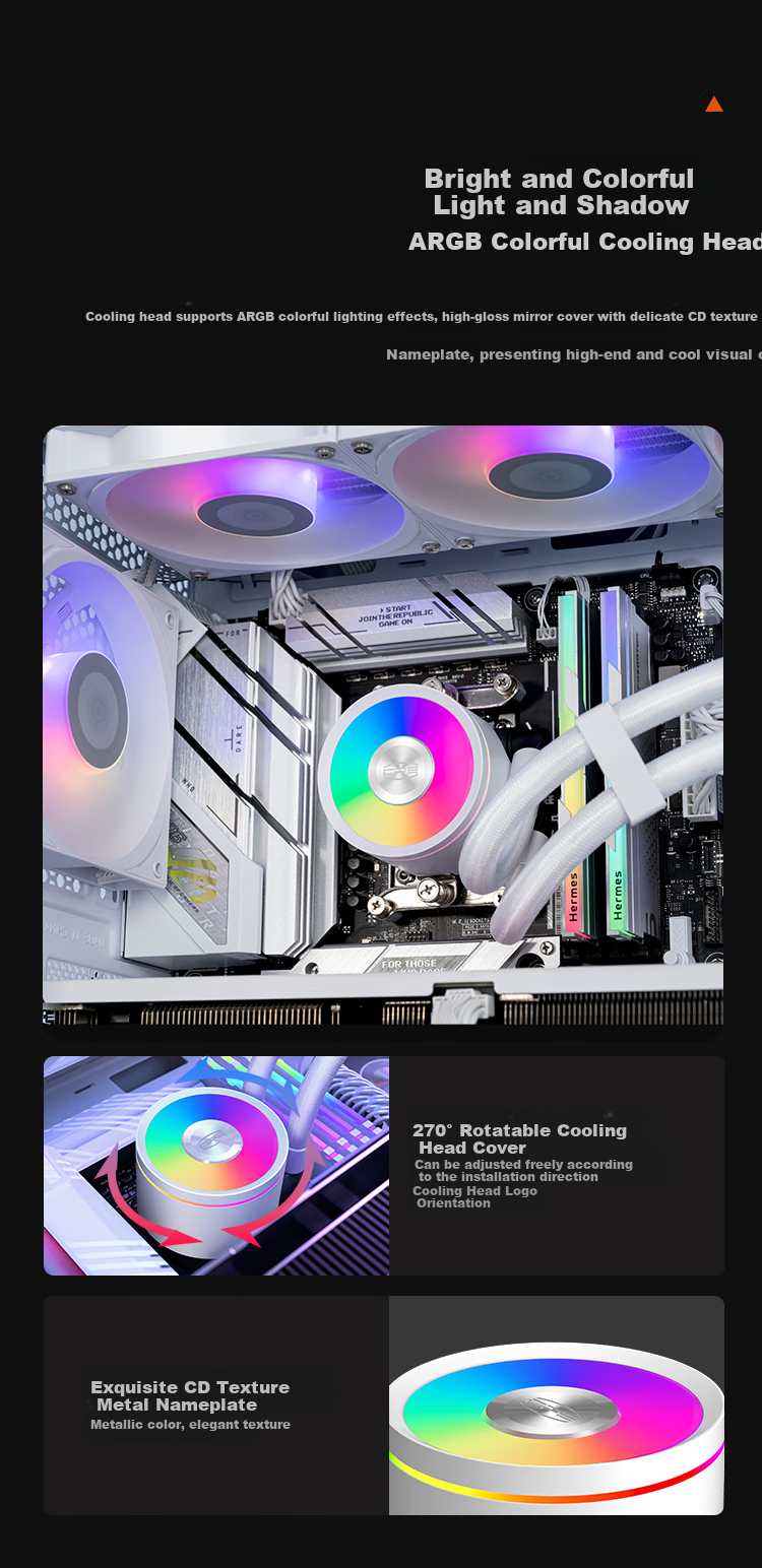 Водоблок для процессора PCCOOLER DA360 PRO ARGB WH, 360 мм, ARGB подсветка, белый