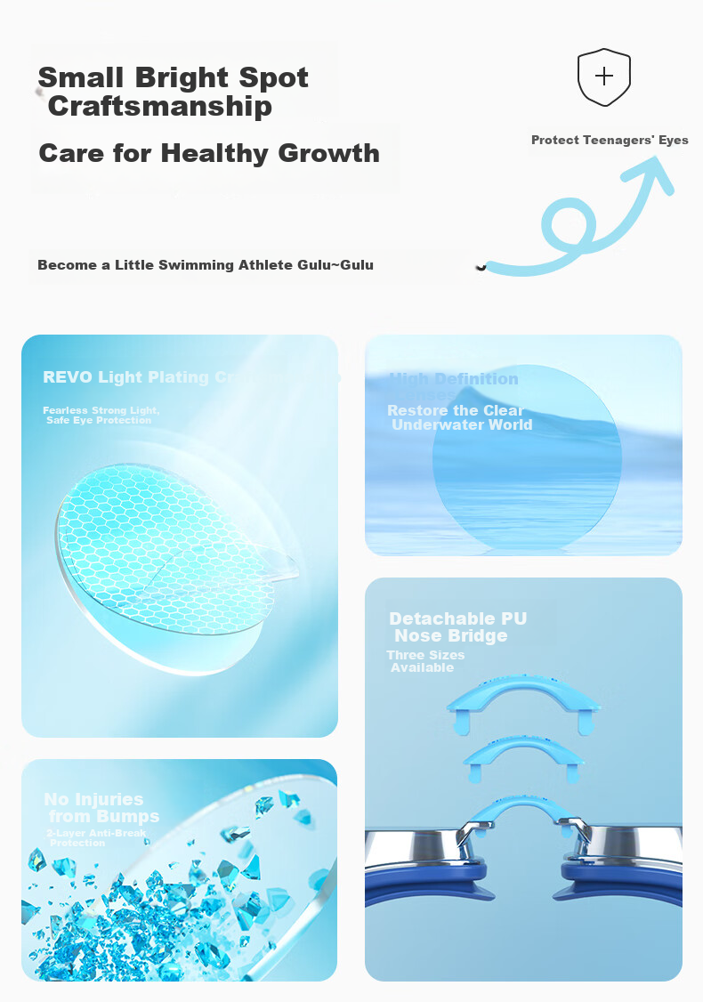 Детские очки для плавания WATERTIME, профессиональные, противотуманные, для возраста 6-12 лет, штормовой синий