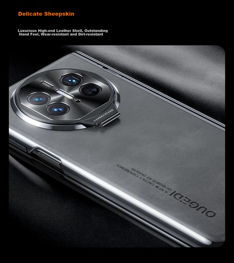 Чехол-книжка Ougedi для Huawei Mate X5, из натуральной кожи, с защитой камеры, противоударный, бизнес-стиль, светло-серый