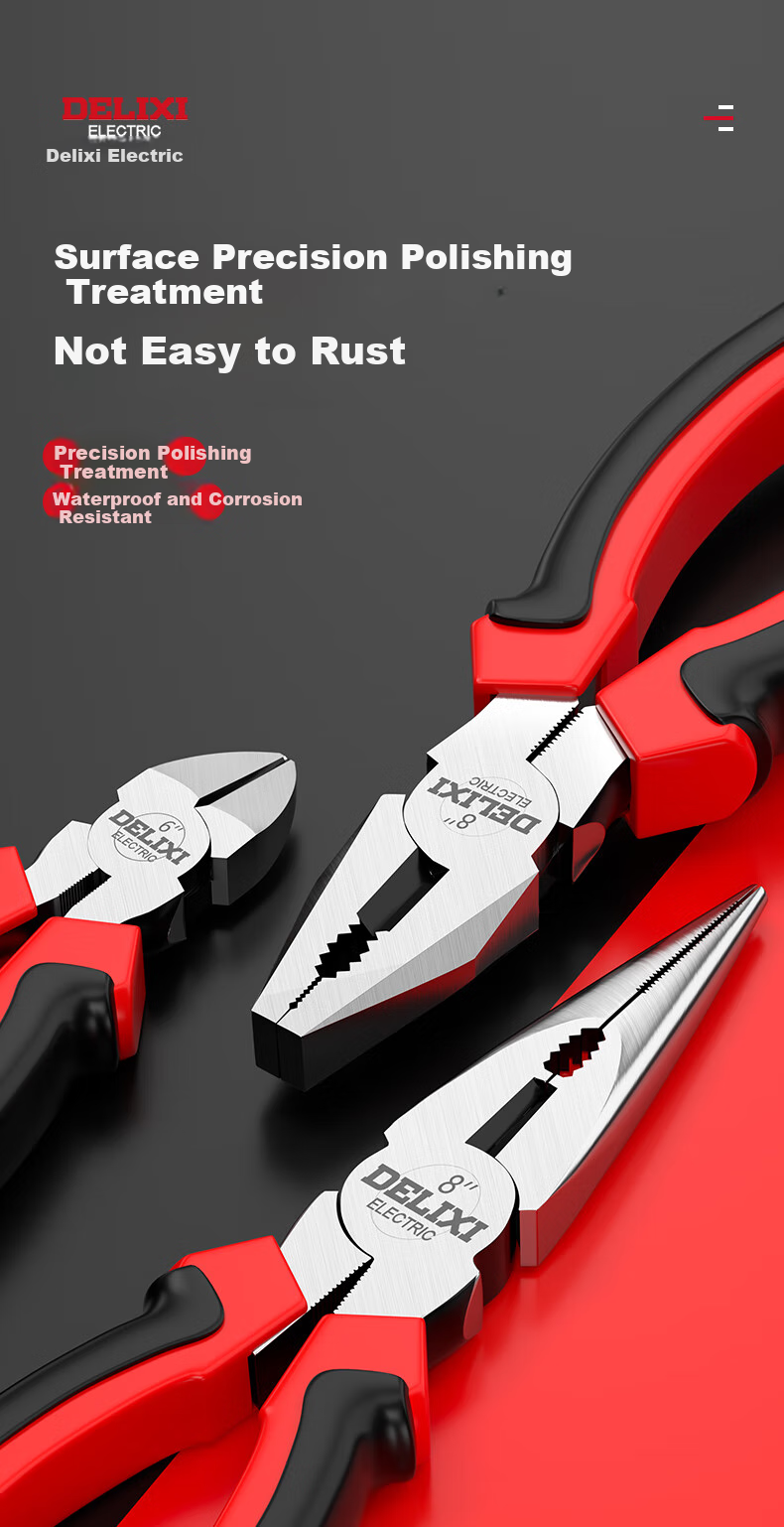 Набор плоскогубцев DELIXI ELECTRIC, 3 шт., 6 дюймов, универсальные, переставные, для электромонтажных работ