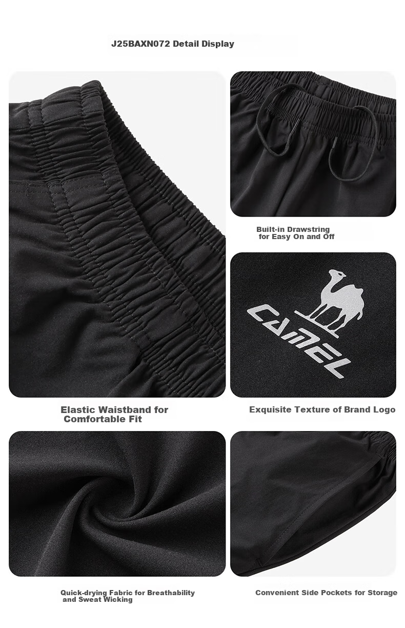CAMEL Мужские спортивные штаны Quick-Dry, повседневные прямые брюки из тканого материала J15BAXLN075, темно-серые, размер XL
