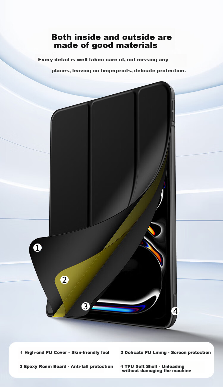Чехол ALittleFlower для iPad Air 11 дюймов (M2 чип) 2024, ультратонкий, противоударный, с подставкой, глубокий синий