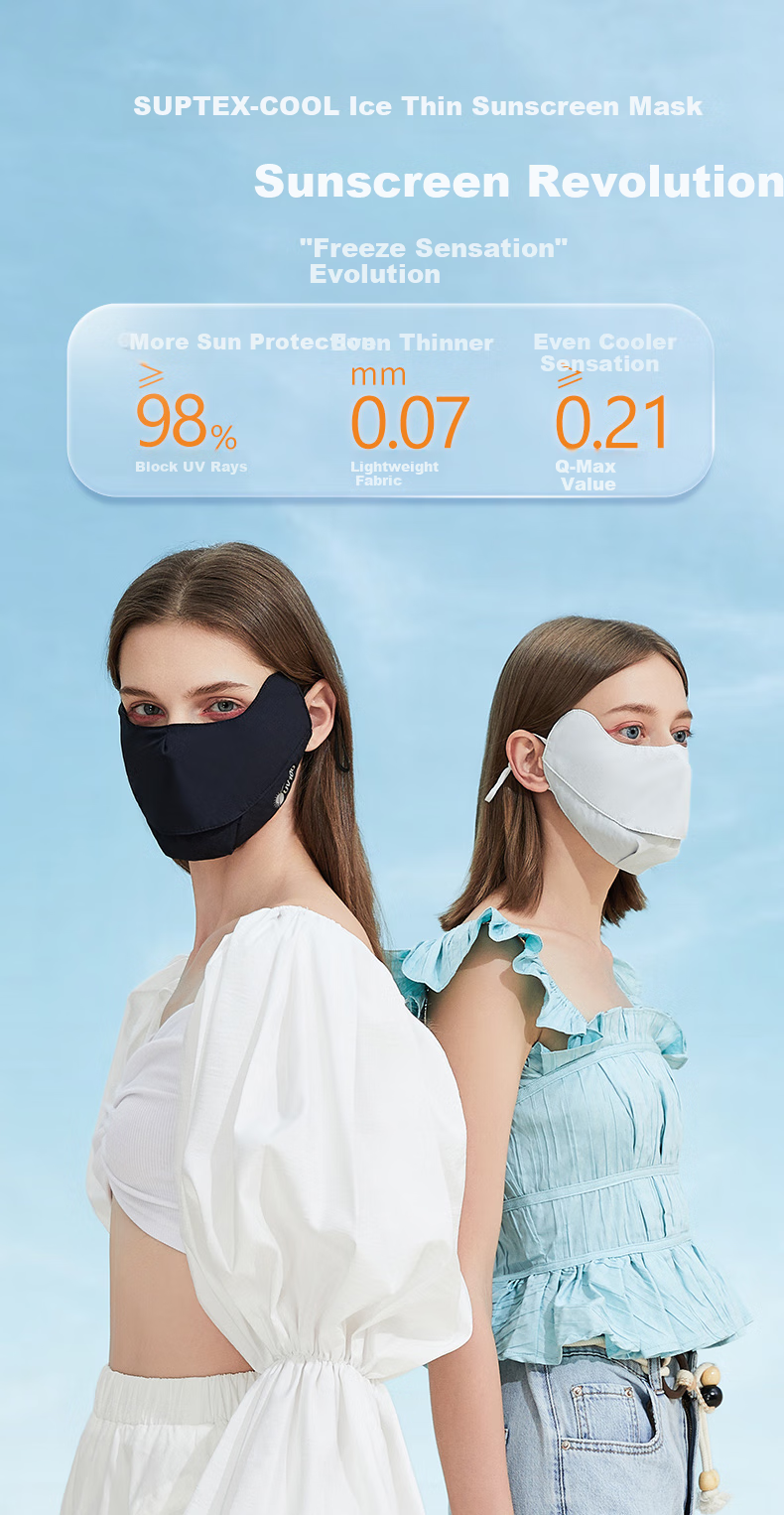 UV100 Маска для защиты от солнца для женщин, весенне-летняя защита от УФ-излучения, защита уголков глаз для мужчин, дышащая солнцезащитная маска 21396 Минималистичный серый