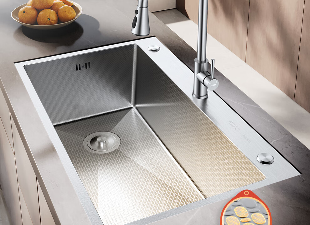 Кухонная мойка Rifeng RF-SD7045199BD, одинарная, из нержавеющей стали 304, толщина 5 мм, размер 70x45 см