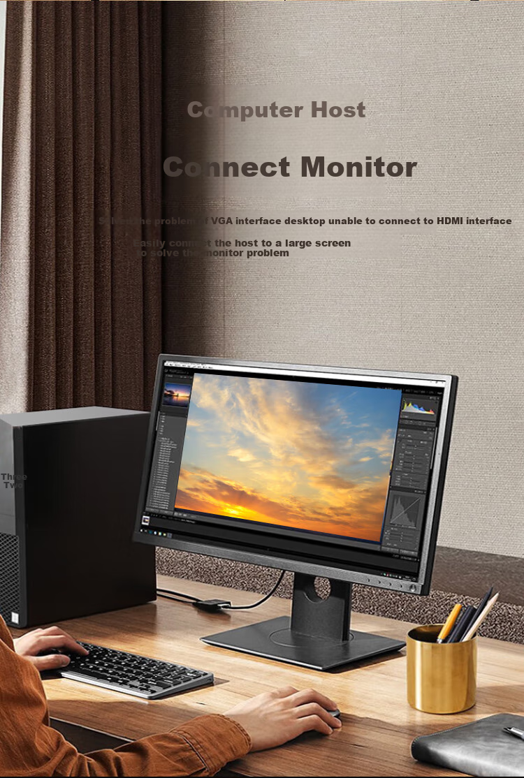 Адаптер Aigo VGA в HDMI VH01 с аудио и питанием, алюминиевый сплав, для ноутбуков, настольных компьютеров, ТВ, мониторов, проекторов