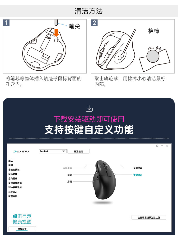 Беспроводная мышь SANWA, эргономичная вертикальная, двойной режим 2.4G + Bluetooth, бесшумные кнопки, перезаряжаемая, для средней и большой руки