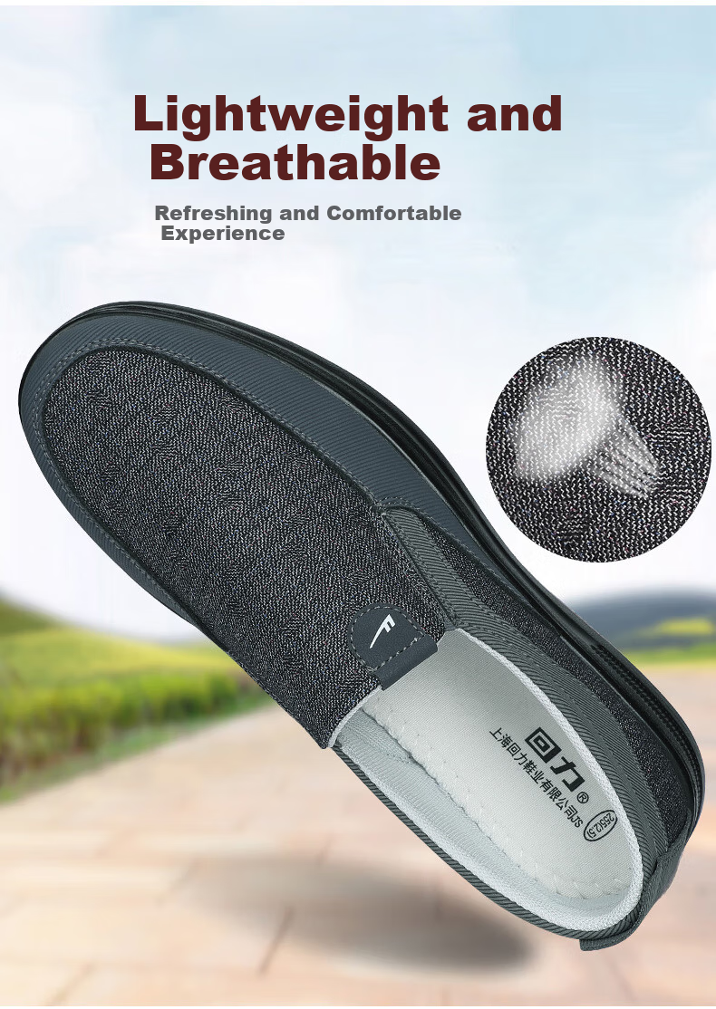 Кроссовки Warrior Official Slip-On Мужские, Осенние и Зимние Дышащие Папины Кроссовки, Обувь для Пожилых Людей, Повседневные Старопекинские Тканевые Кроссовки для Мужчин, Серые, Размер 42