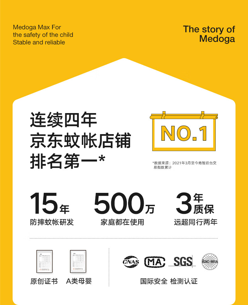 Детская противомоскитная сетка MEDOGA класса А, защита от падения, светло-бежевая, 1.8 метра, версия Jingdong Customized [усиленная рама]