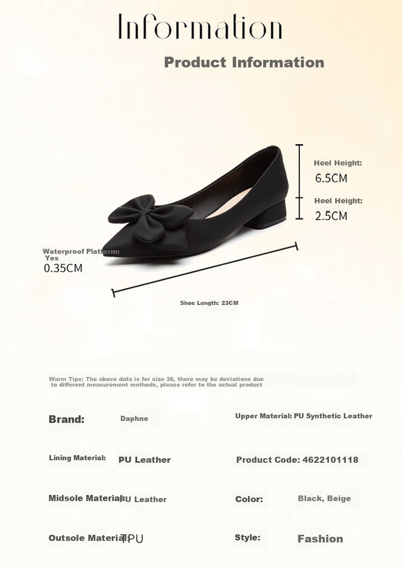 Женские туфли DAPHNE, элегантные туфли с острым носом на низком каблуке, с бантом, универсальные туфли на толстом каблуке, удобные туфли для работы