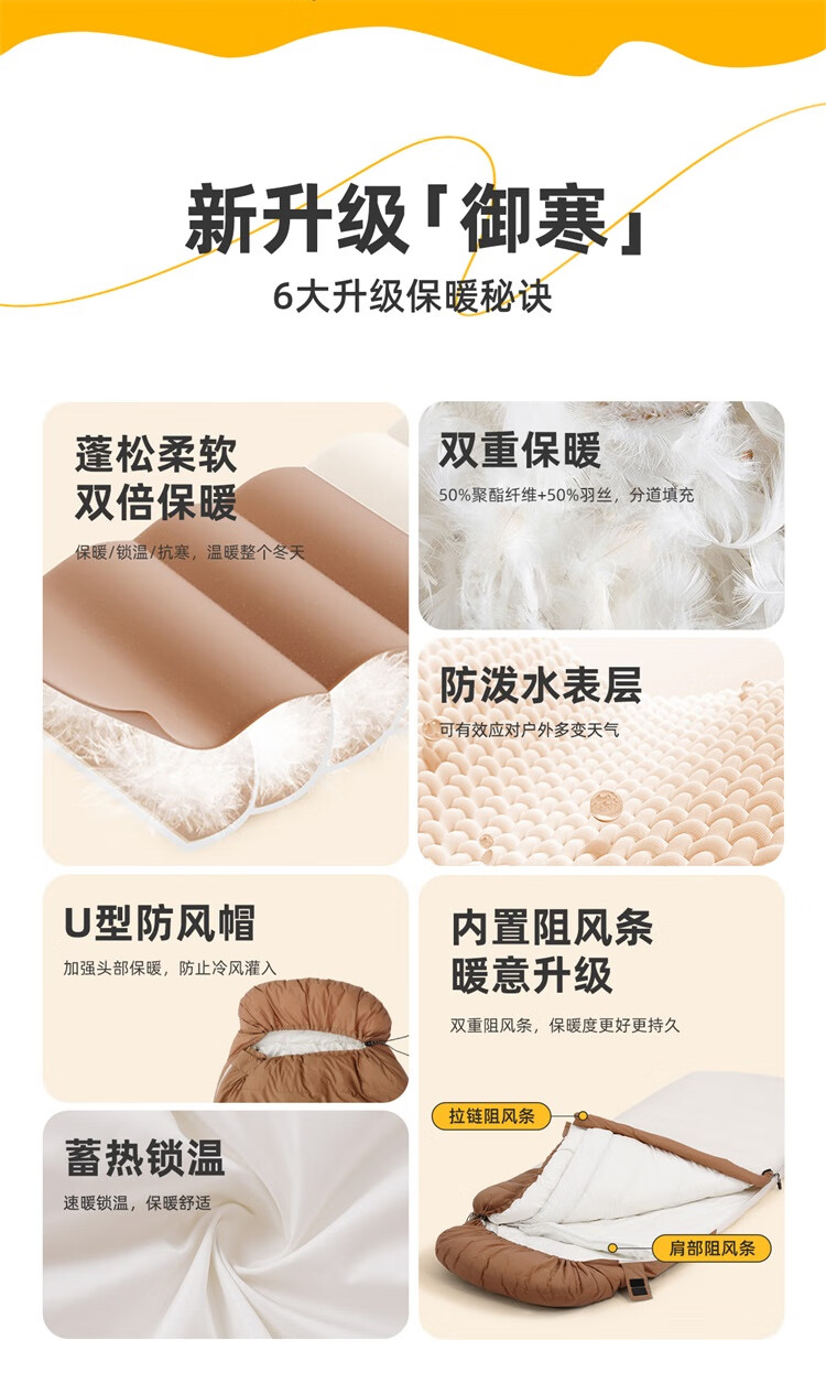 Спальный мешок CAMEL Outdoor Camping Envelope, утепленный, для зимы, портативный, для путешествий, 173CL05103, бежевый