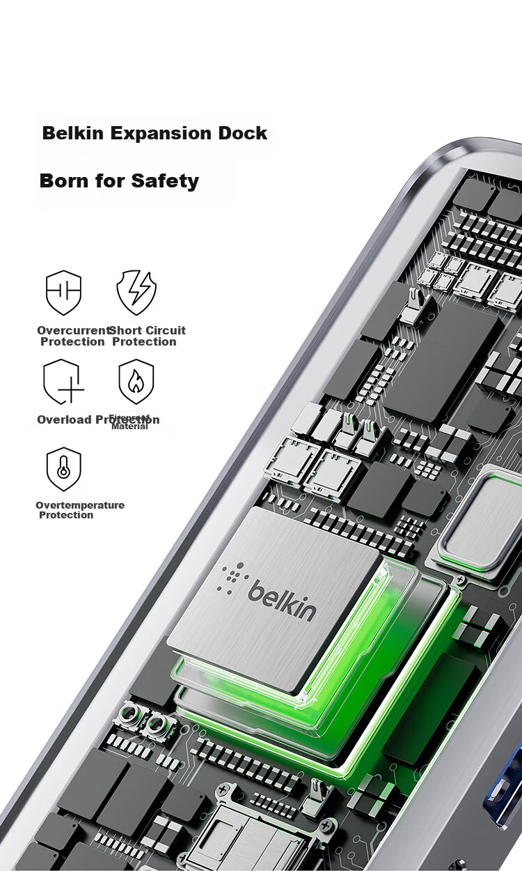 BELKIN Type-C Expansion Dock, 7-в-1 адаптер для iPad, конвертер для Apple Computer, PD 100W, зеркалирование экрана HDMI, кард-ридер USB/SD AVC009-V2