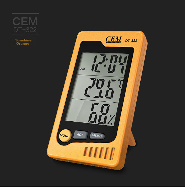 Электронный термометр-гигрометр CEM DT-322 с часами, измерение температуры и влажности в помещении и на улице, черный