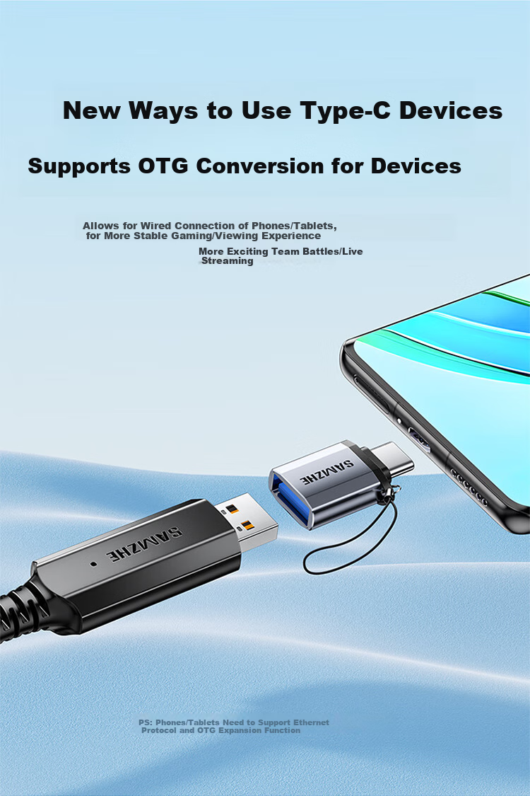 USB Ethernet адаптер SAMZHE RU203, 100 Мбит/с, 3 метра, USB Type-A на RJ-45, черный