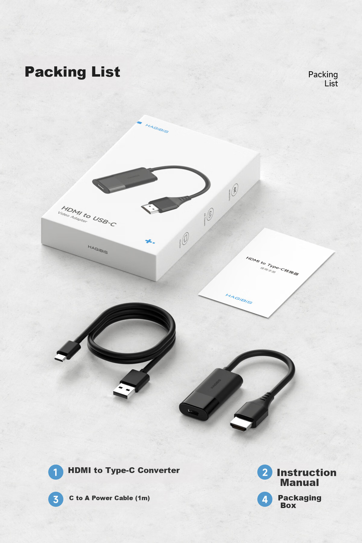 Переходник Hagibis HDMI на Type-C, адаптер для AR-очков, кабель для передачи изображения с Switch на 2 экрана, подключение PS5, портативный дисплей для автомобиля, подходит для XREAL One/Leiniao Air3