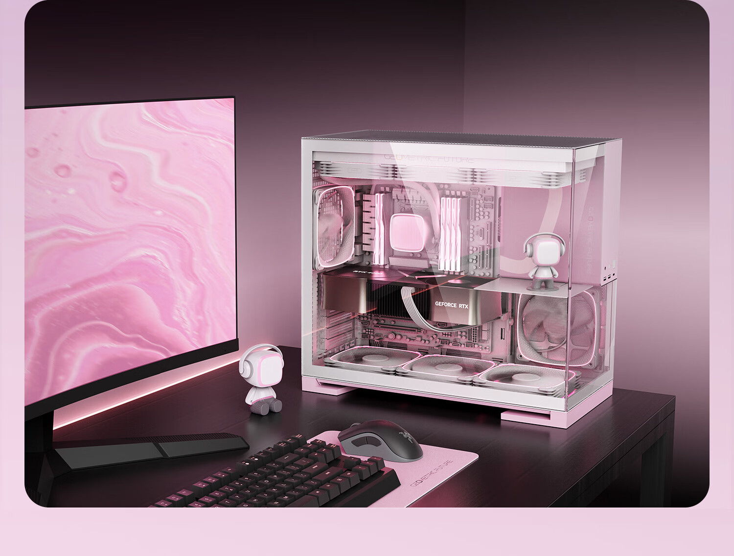 Корпус GeometricFuture Model5 Wukong Pink Limited Edition для компьютера, Розовый