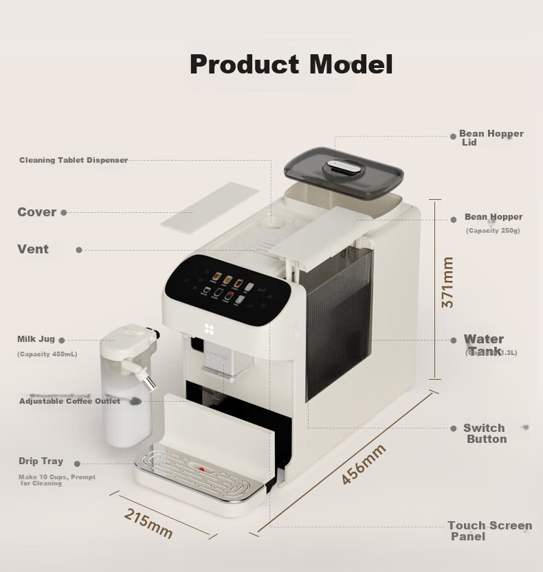 Автоматическая кофемашина KAxFREE SF1 Pro, для дома, с функцией холодного заваривания, сенсорный экран, цвет лунно-белый