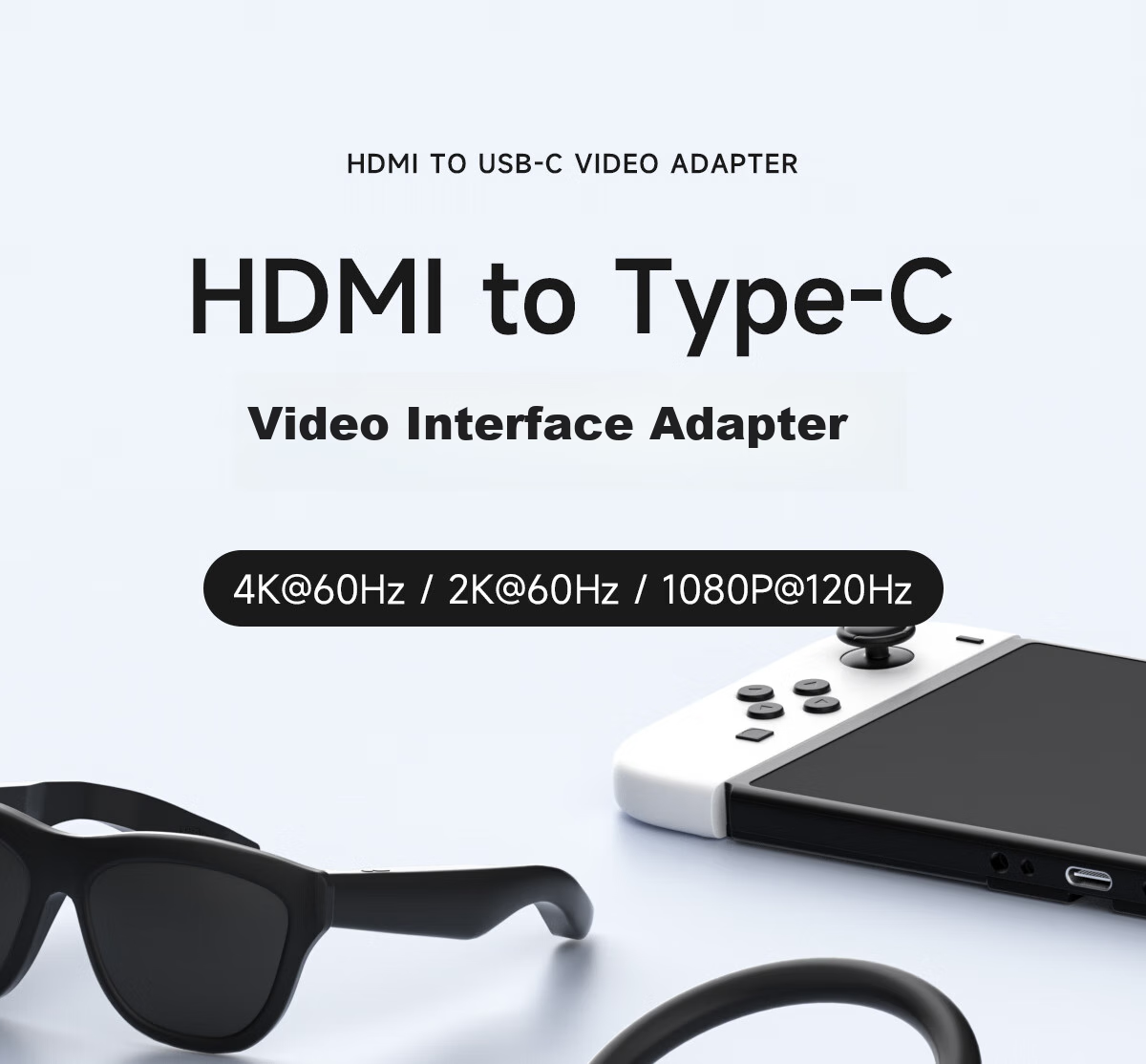 Переходник Hagibis HDMI на Type-C, адаптер для AR-очков, кабель для передачи изображения с Switch на 2 экрана, подключение PS5, портативный дисплей для автомобиля, подходит для XREAL One/Leiniao Air3