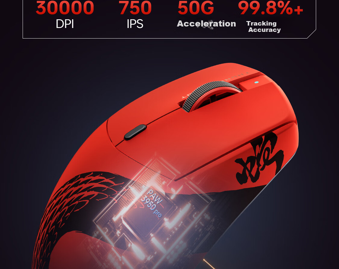Игровая беспроводная мышь ThundeRobot ML6PRO 8K Gaming Edition, эргономичная, красная, для правой руки, 57г, 20000+ DPI