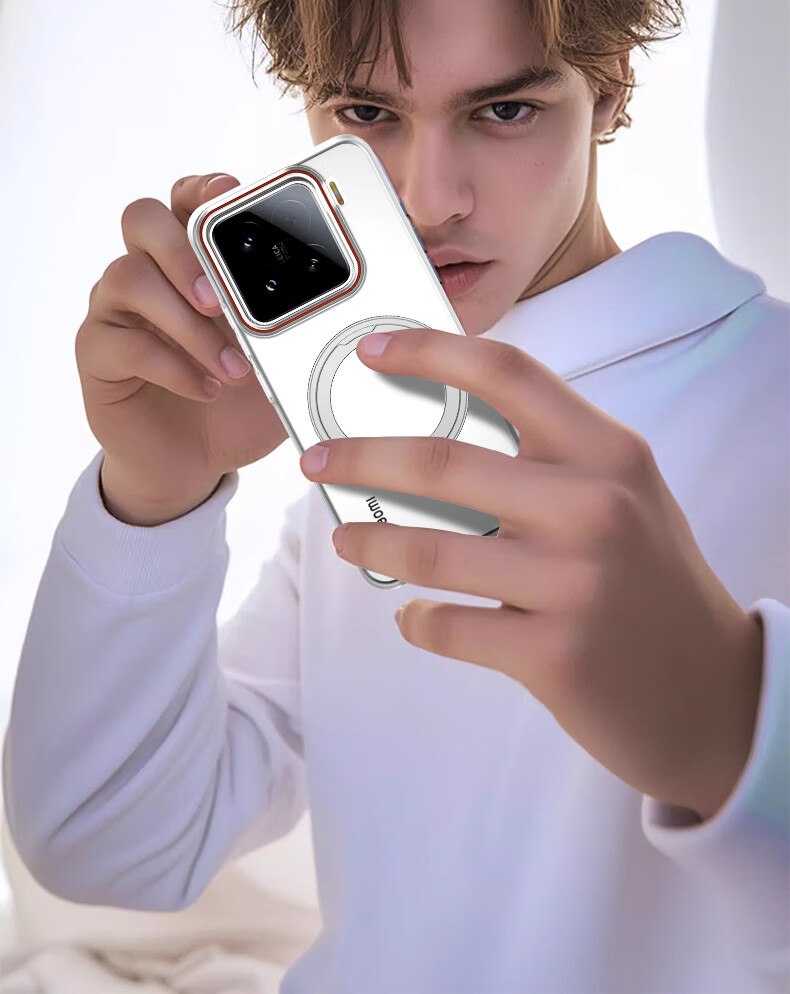 Противоударный чехол Baozou для Xiaomi Mi 15, матовый черный, с магнитной подставкой