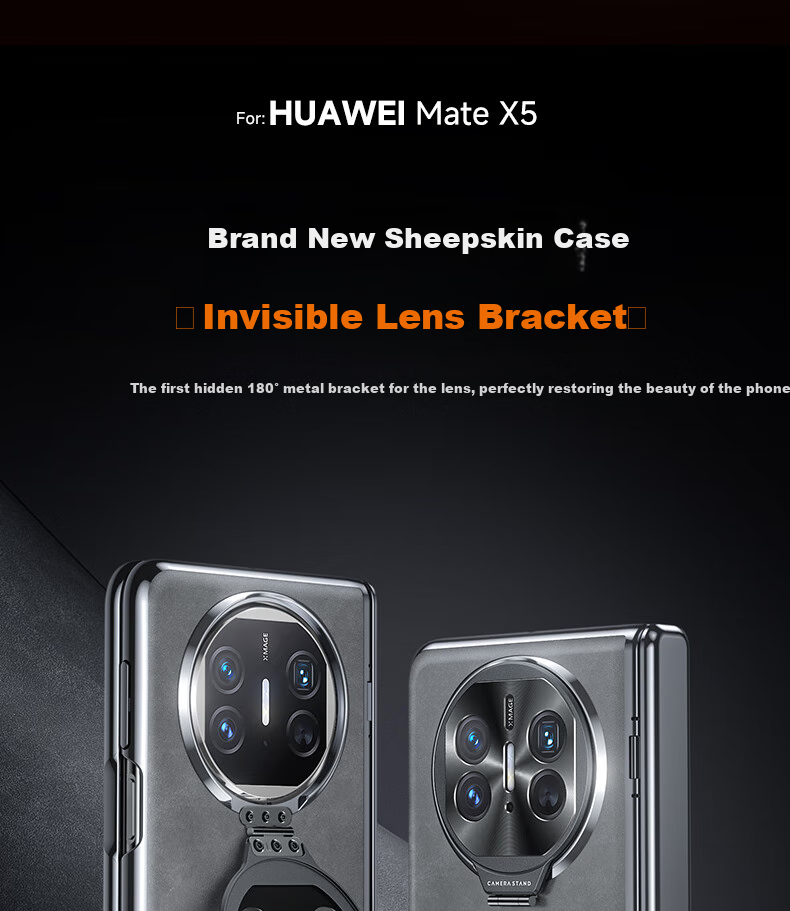 Чехол-книжка Ougedi для Huawei Mate X5, из натуральной кожи, с защитой камеры, противоударный, бизнес-стиль, светло-серый