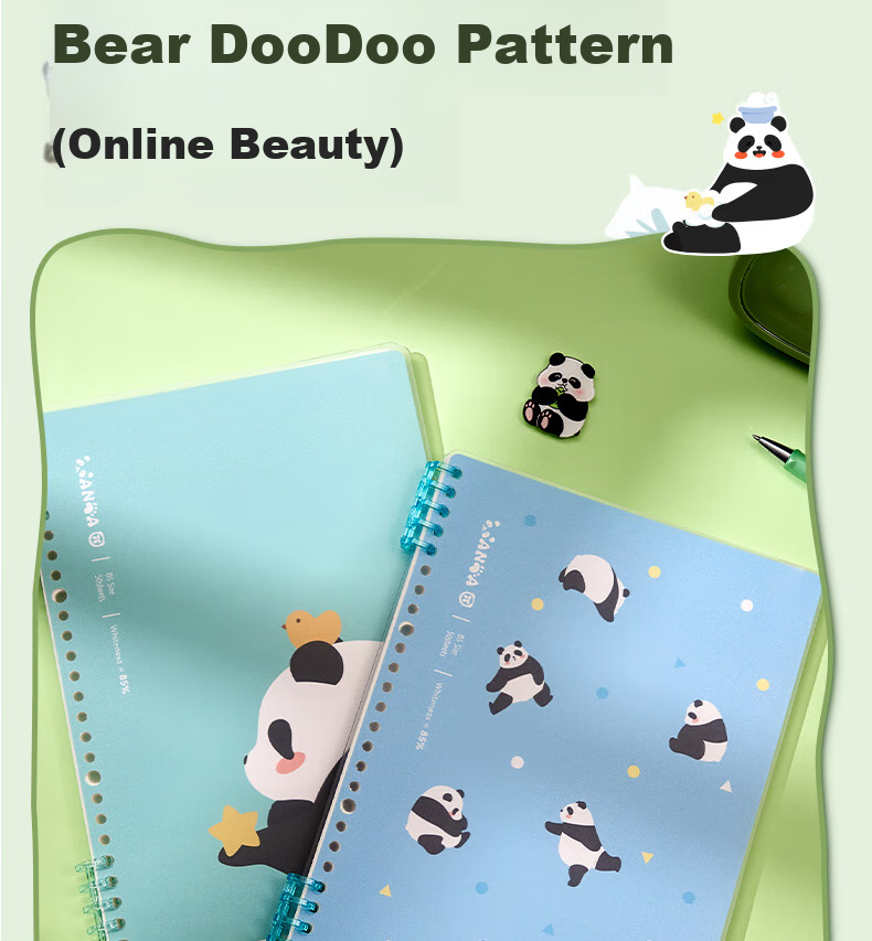 Блокнот Deli Panda Dudu B5, 50 листов, зеленый, для записей, спиральный