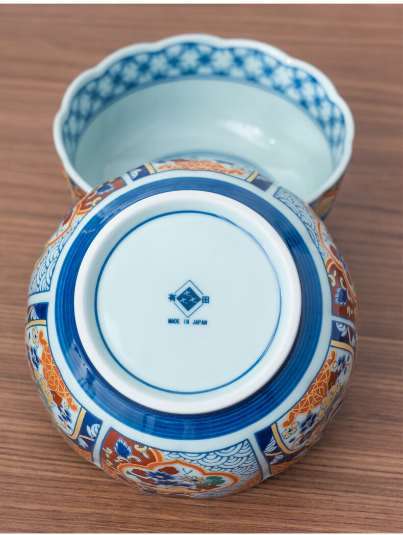 Набор мисок Mino Yaki, 5 дюймов, импорт из Японии, для домашнего использования, Имперский синий и красочный дизайн, набор из 2 рисовых мисок