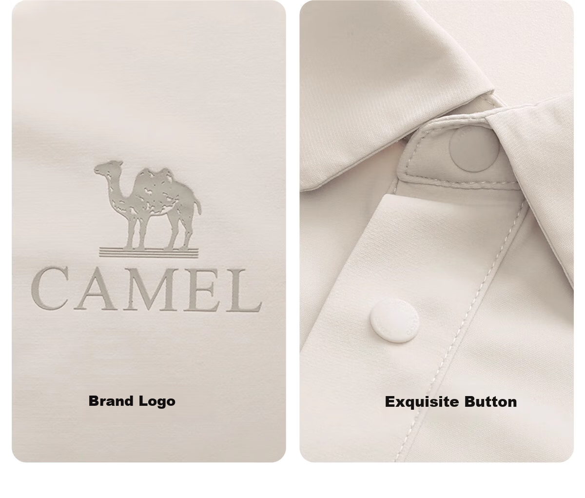 CAMEL Мужская быстросохнущая футболка с коротким рукавом и воротником, размер 2XL