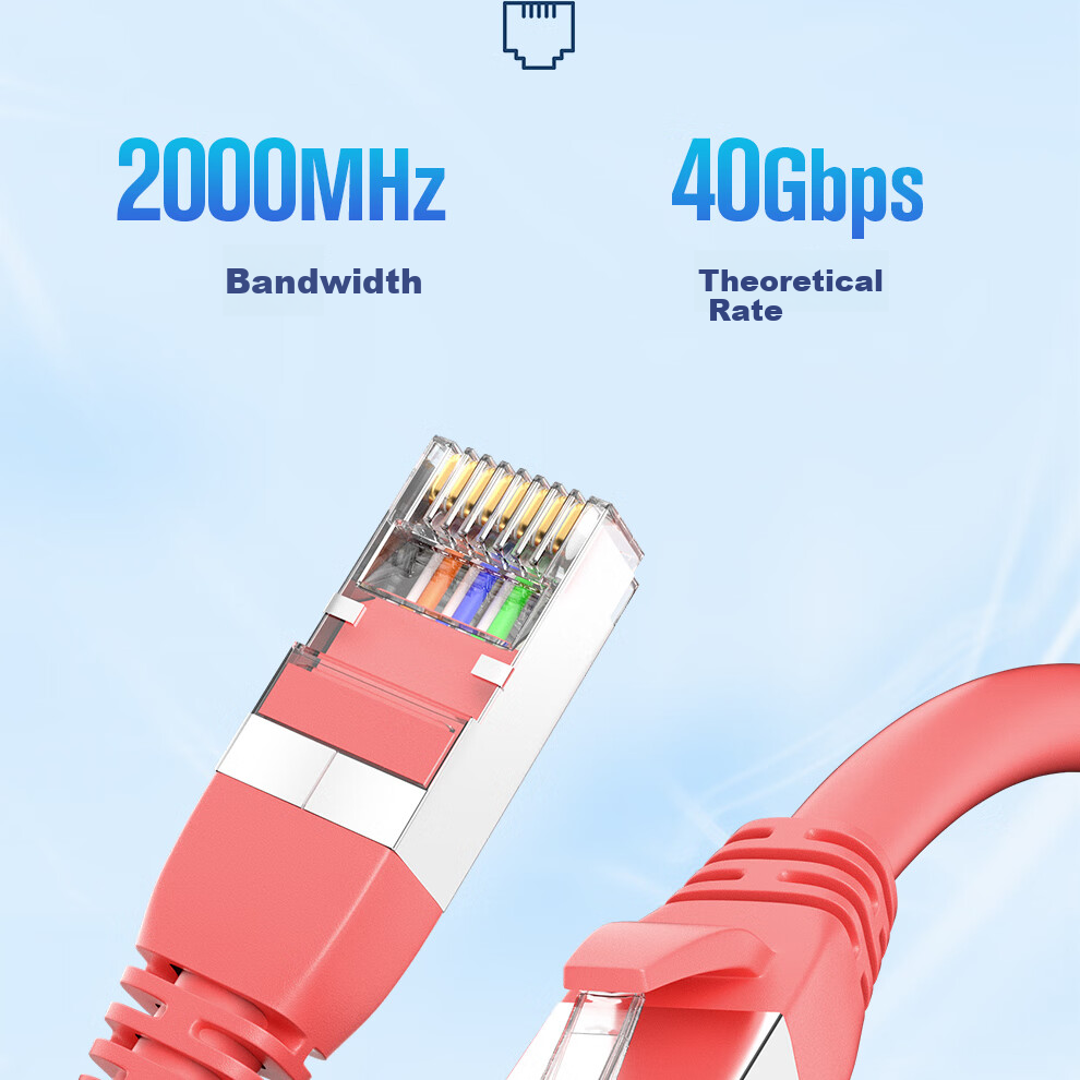 Сетевой кабель ULT-unite CAT8, 10 Gigabit, экранированный, для высокоскоростного интернета, 3 метра, красный