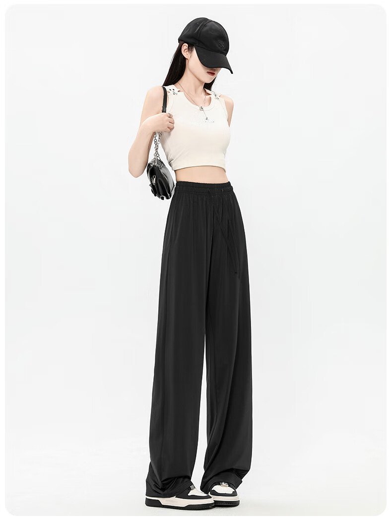 Повседневные брюки Jeanswest для женщин, осенние, свободные, удобные, универсальные, с кулиской, из ледяного шелка, защищающие от солнца, темно-серые, XL