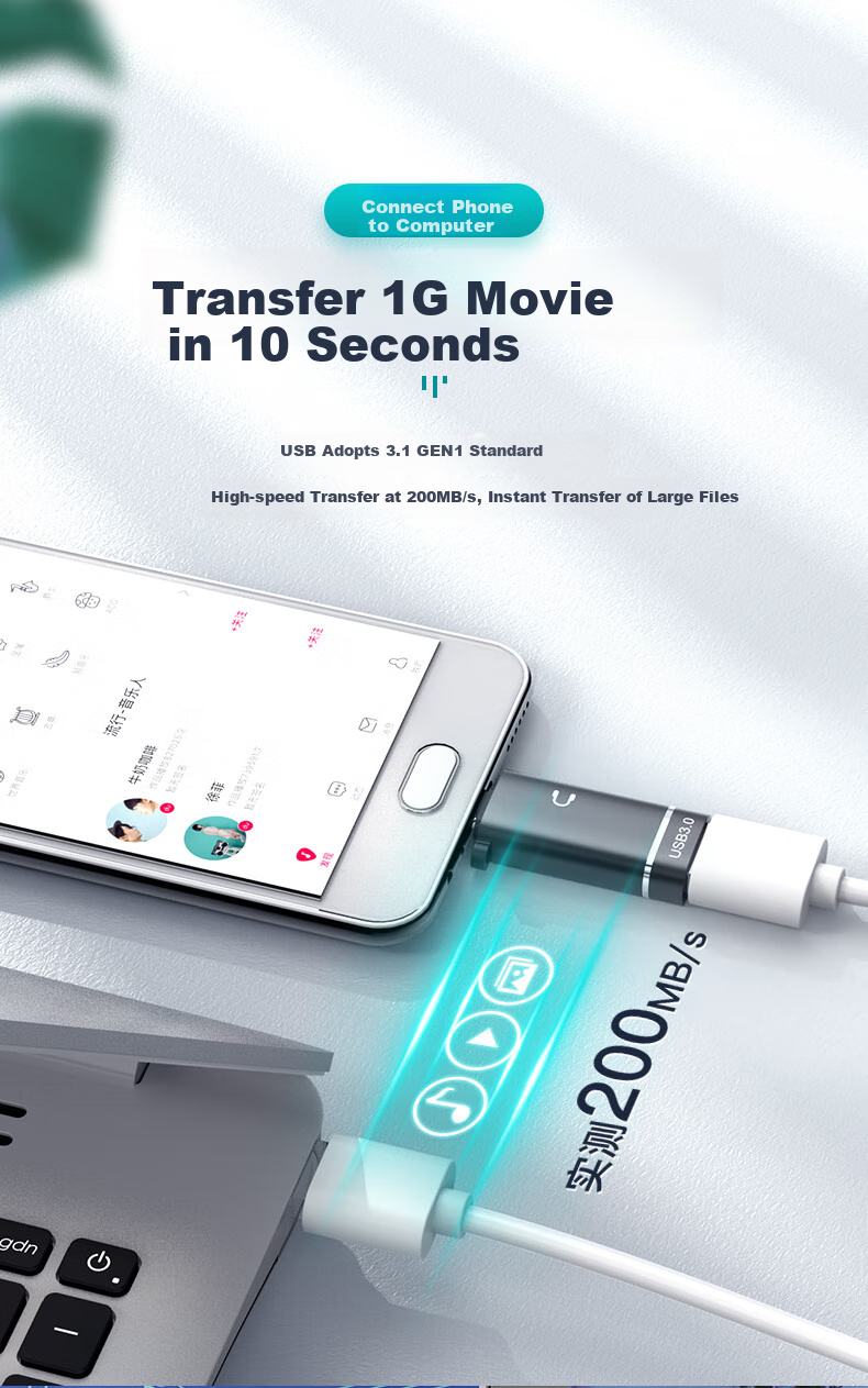 Переходник WANJEED Type-C на USB 3.0, OTG конвертер для Android, Huawei, Xiaomi, планшетов, U-дисков, клавиатур, мышей, автомобильных зарядных устройств, музыкальных плееров, кард-ридеров