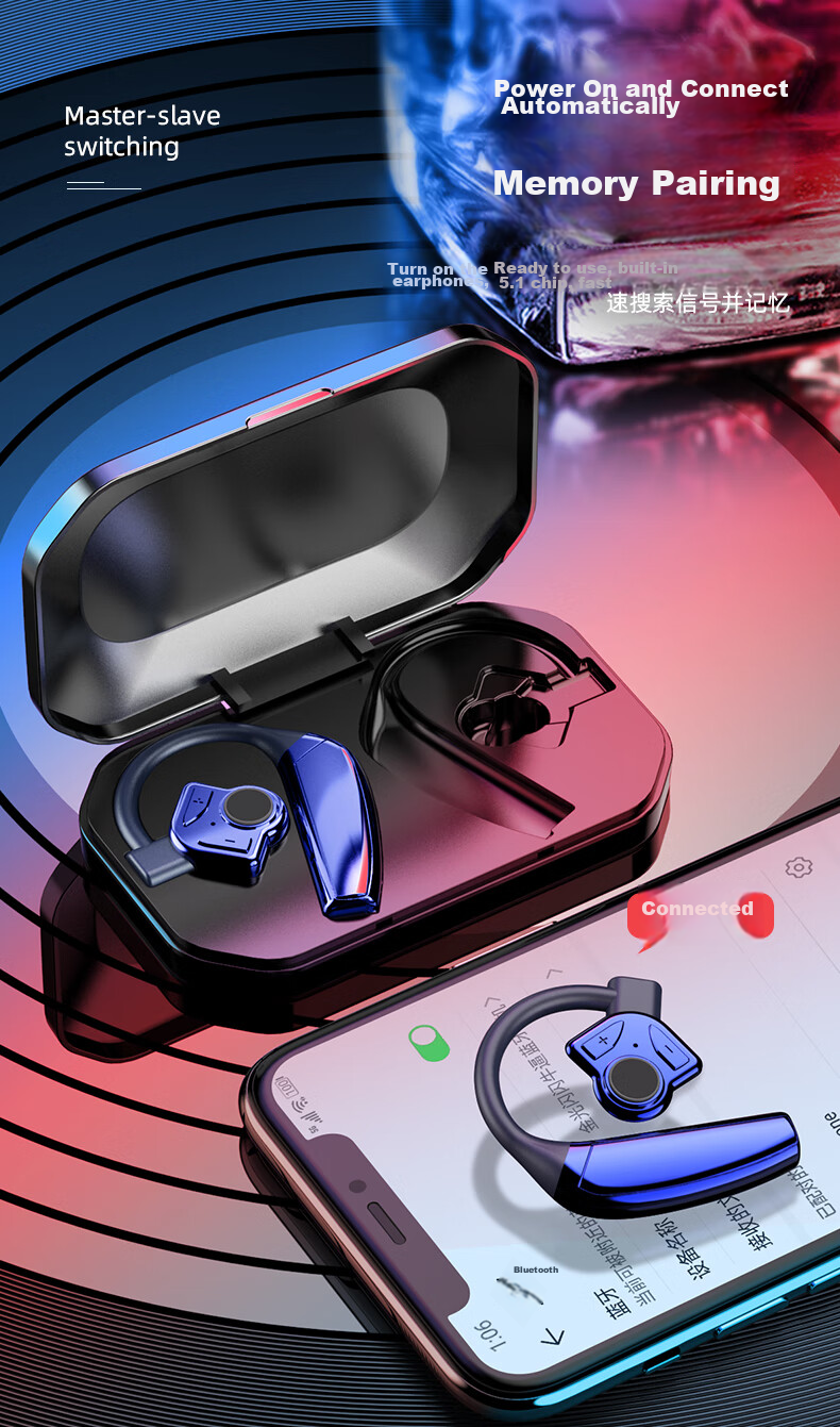 Беспроводные Bluetooth-наушники Guiyin B1 с двойным ухом, сверхдолгим временем ожидания, внутриканальные, для бега, спорта, музыки, вождения, с шумоподавлением, совместимые с Huawei, OPPO, Apple, Vivo