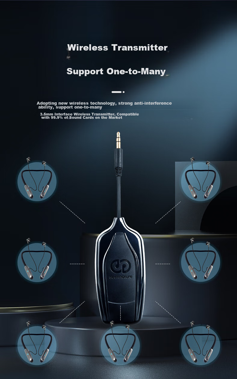 Seeknature WH60 Dual Wireless Monitoring Headset, наушники для прямой трансляции, Bluetooth-наушники для стримеров, наушники для выступлений на открытом воздухе, игровая стереогарнитура с шейным ободком