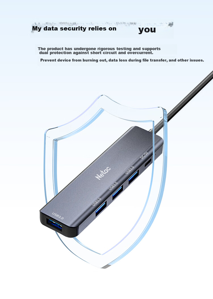 USB-хаб Netac WH21, 5 портов USB 3.0, алюминиевый сплав, серый