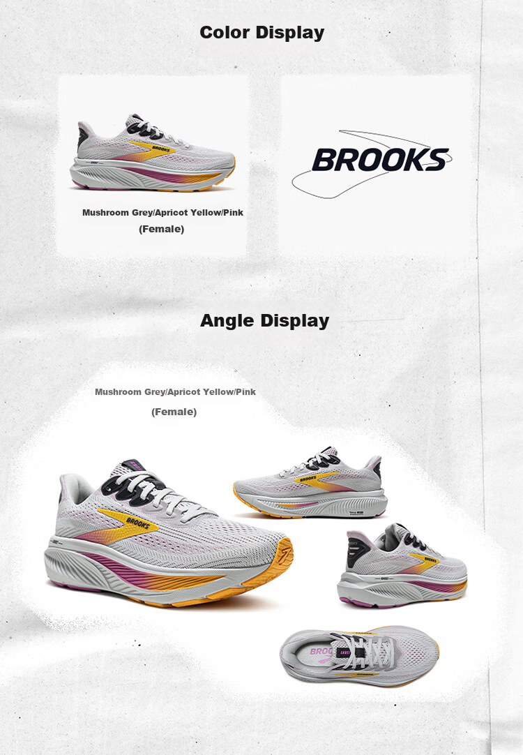 Кроссовки Brooks Women's Ghost 17 для бега, Mushroom Gray/Apricot Pink/Pink, размер 38.5