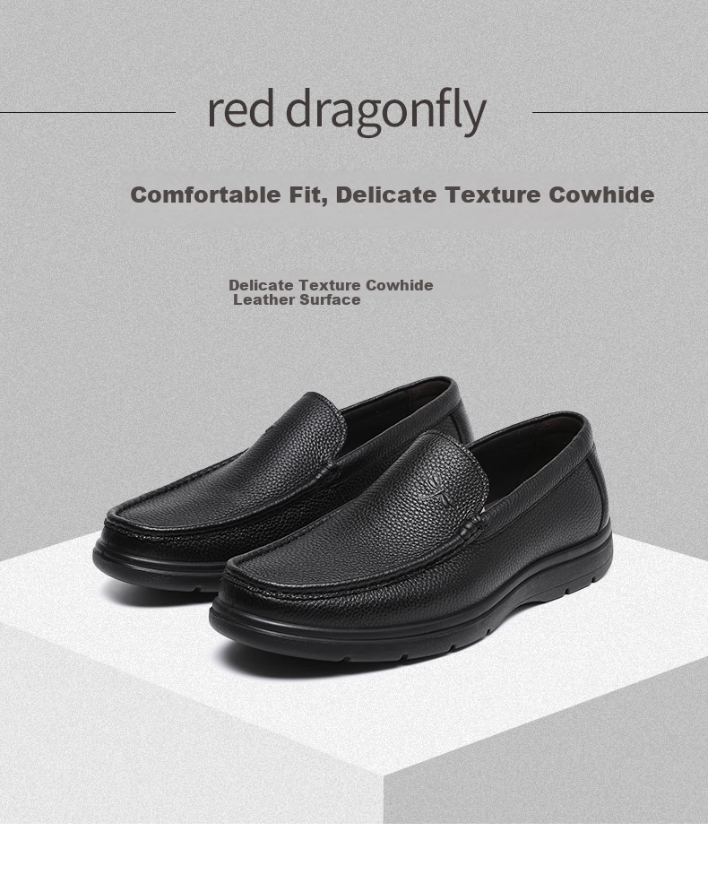 Мужские кожаные повседневные туфли RED DRAGONFLY WTA30612, черные, размер 39