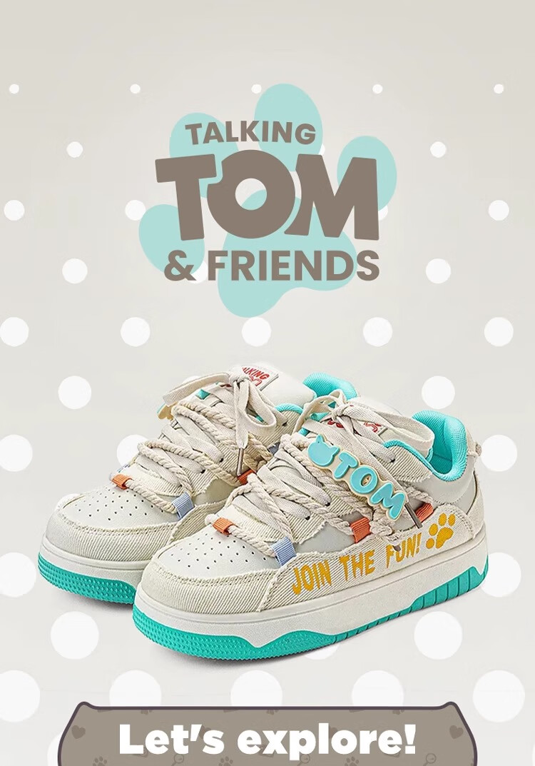 Кроссовки TalkingTom Canvas Shoes для мужчин и женщин, утепленные, универсальные, повседневные, трендовые, бежевые и черные, размер 40