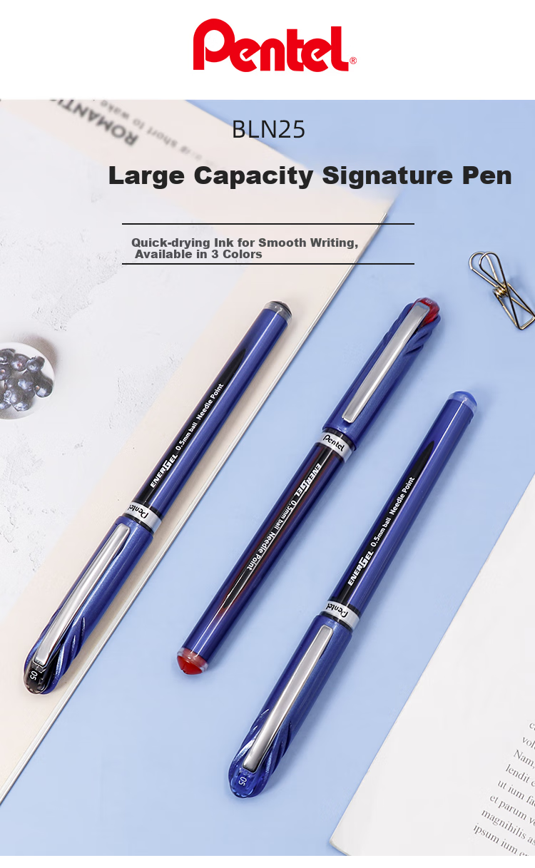 Набор гелевых ручек Pentel BLN25, 0.5 мм, черный, 12 шт.