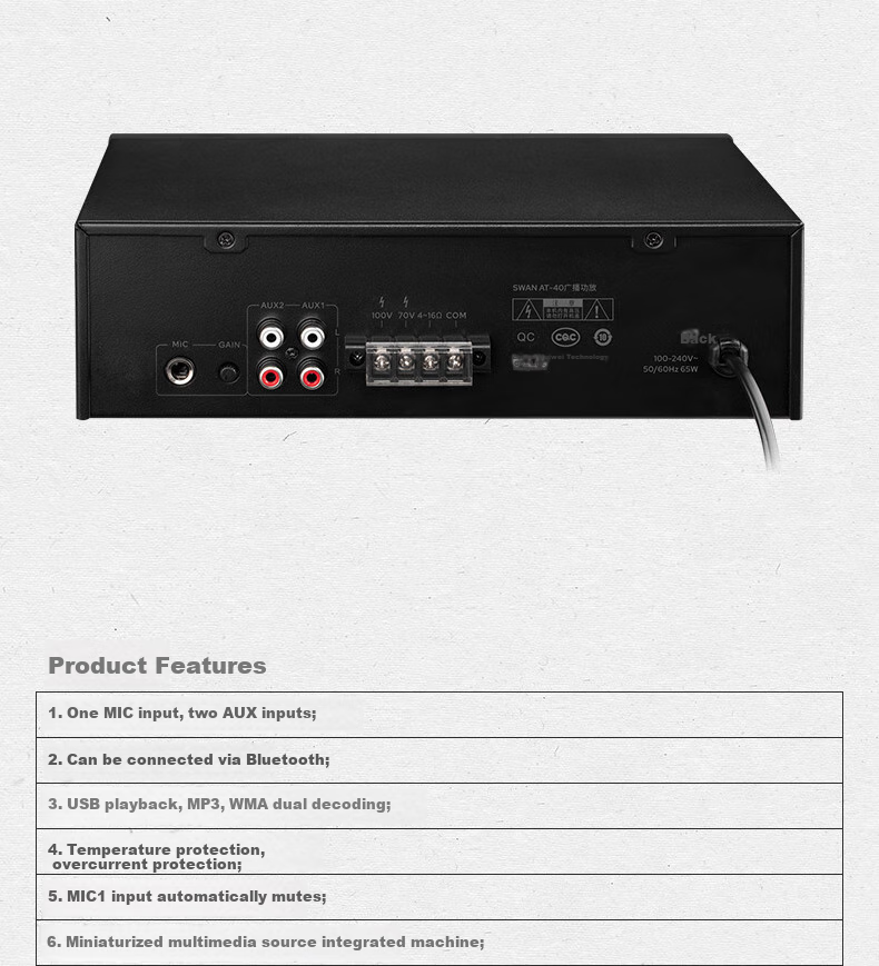 HiVi AT-40A Усилитель для потолочных акустических систем, 65 Вт, Bluetooth, USB