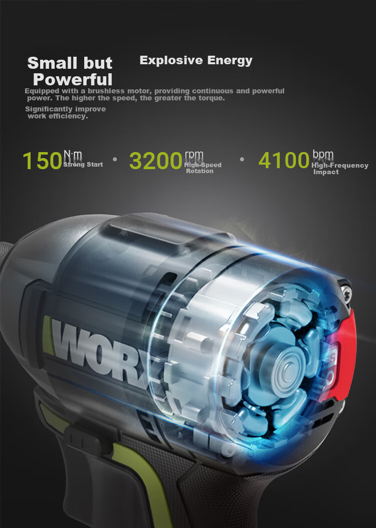 Бесщеточная мини-электрическая отвертка WORX 20V WU292DS.9 (без аккумулятора), литиевая аккумуляторная дрель, электрическая отвертка