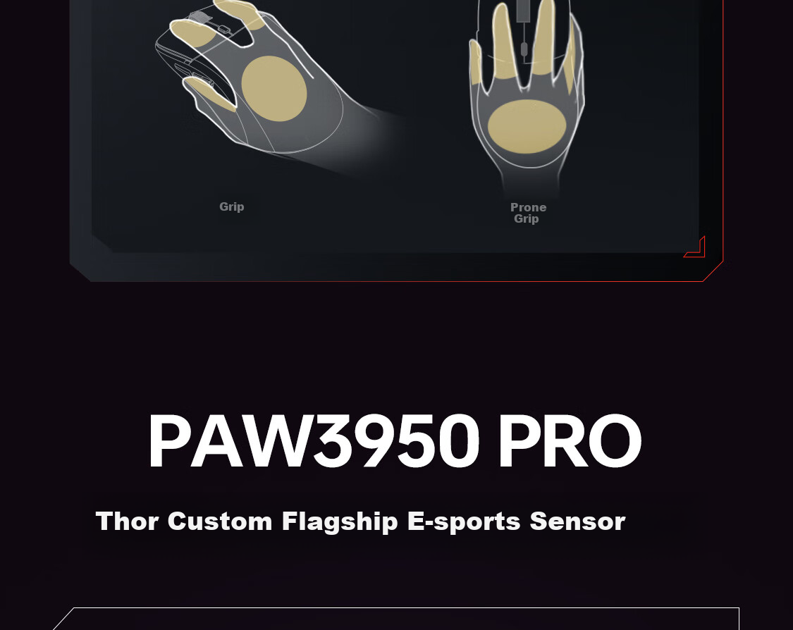 Игровая беспроводная мышь ThundeRobot ML6PRO 8K Gaming Edition, эргономичная, красная, для правой руки, 57г, 20000+ DPI