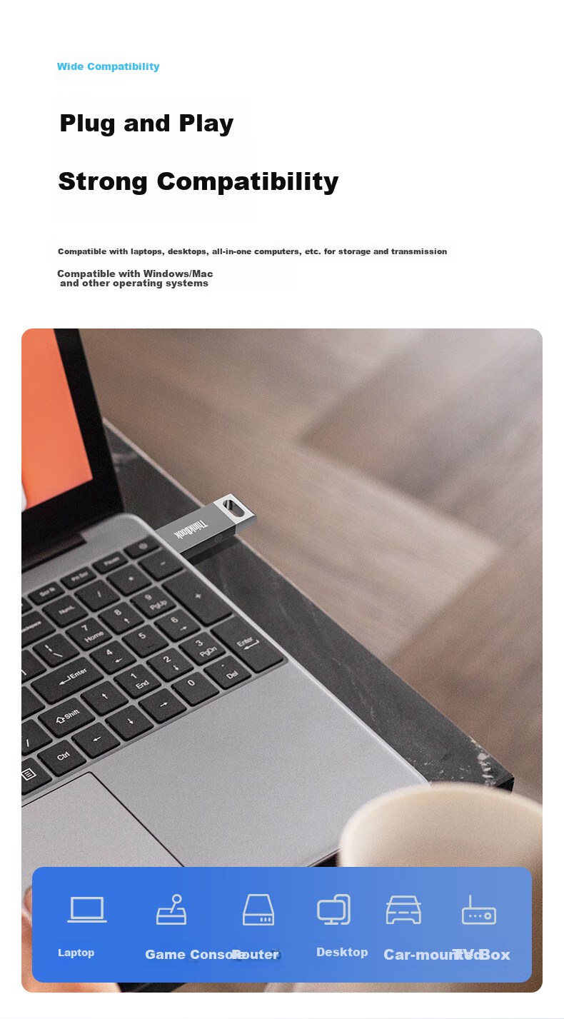 USB-накопитель ThinkPad Lenovo ThinkBook 64GB USB 2.0, флэш-накопитель для офиса, учебы, бизнеса, автомобилей, TSU10