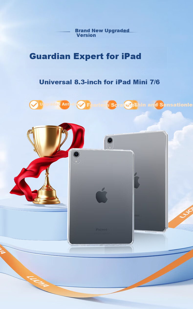 Чехол для планшета KOOLIFE для iPad Mini 7/6 8.3 дюйма, прозрачный, противоударный, тонкий, защитный