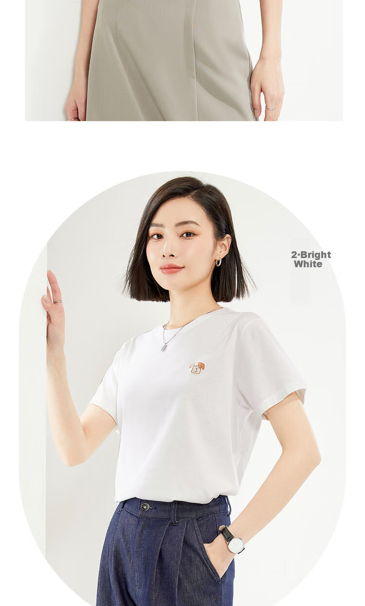 Женская футболка Giordano, летняя, из чистого хлопка, с небольшой вышивкой, молодежная с круглым вырезом, повседневная футболка для женщин, 13324326, размер L, серо-фиолетовая