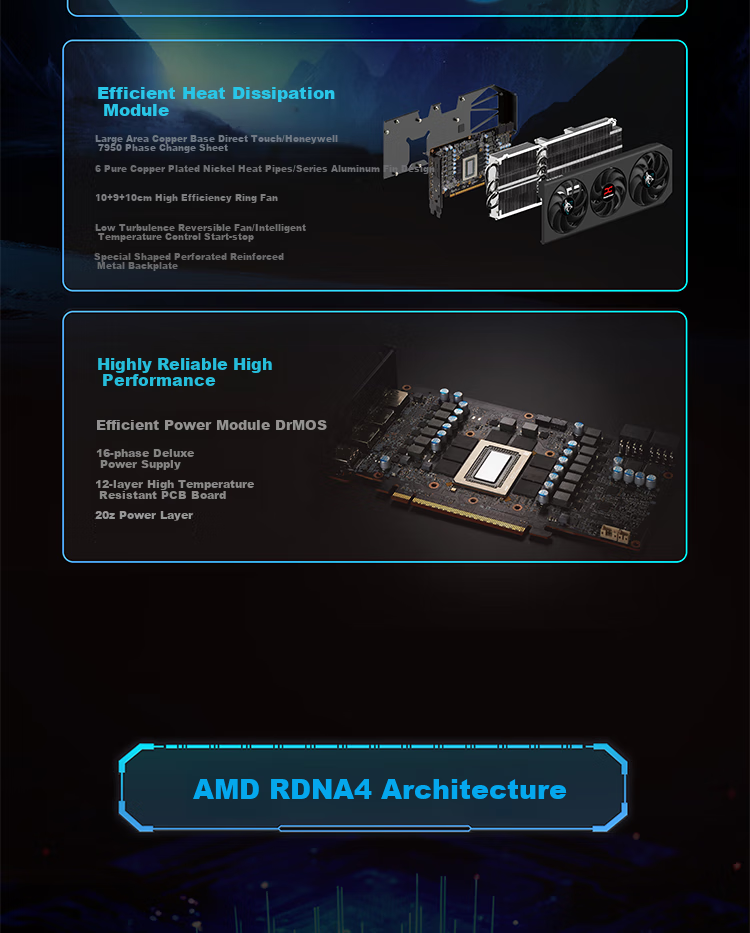 Видеокарта Hanxun AMD RADEON RX 9070XT Dark Dog Black OC 16GB