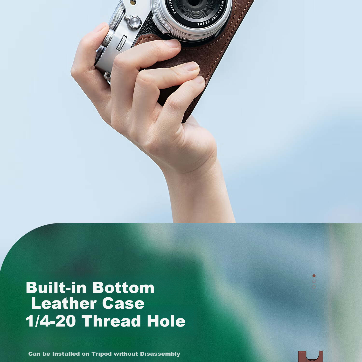 Кожаный чехол-футляр для камеры Fujifilm X-M5 SmallRig 4880, полузакрытый, с ремешком на запястье, коричневый