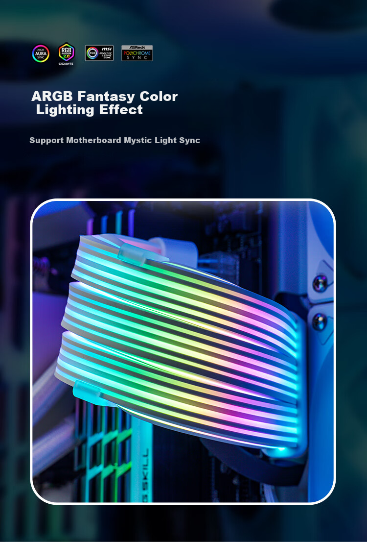 Кабель-удлинитель для видеокарты JONSBO Rainbow Bridge DY-2, 3x 8pin, ARGB подсветка, синхронизация 5V