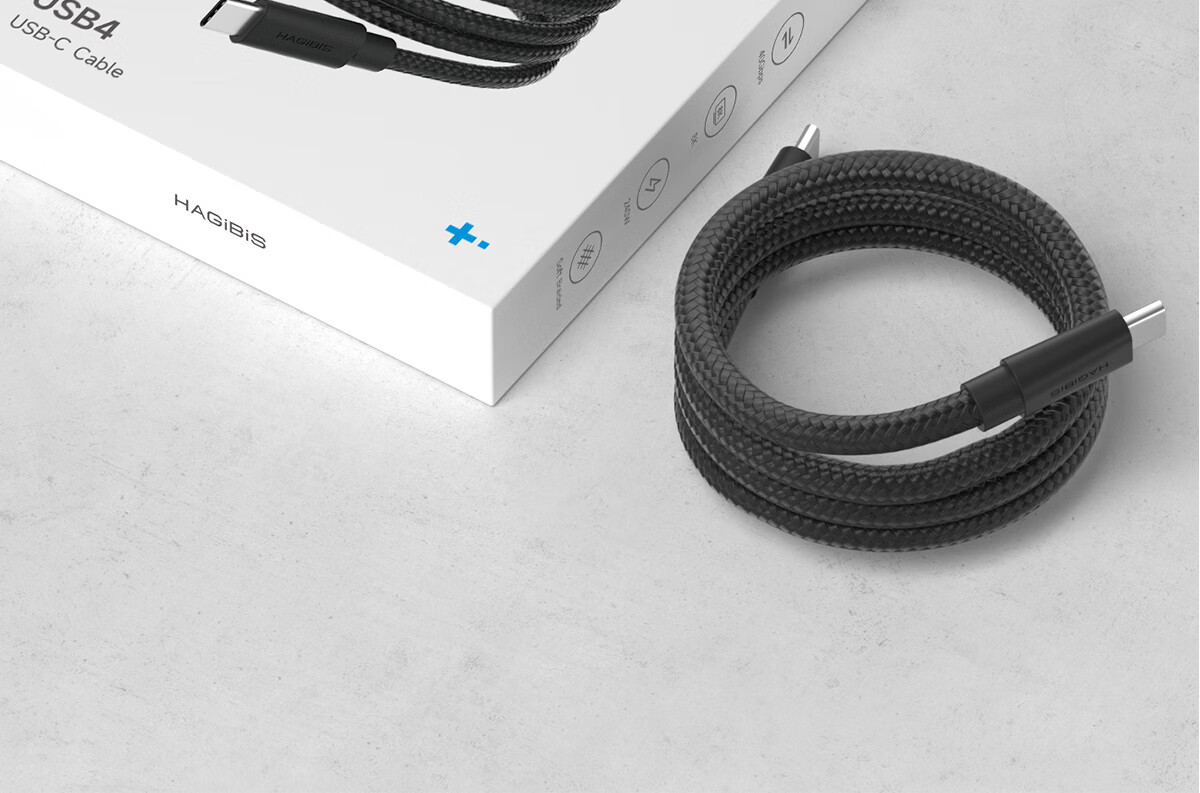 Кабель Hagibis Type-C USB 4, Thunderbolt 4/5, 80 Гбит/с, 240 Вт, 0.5 м