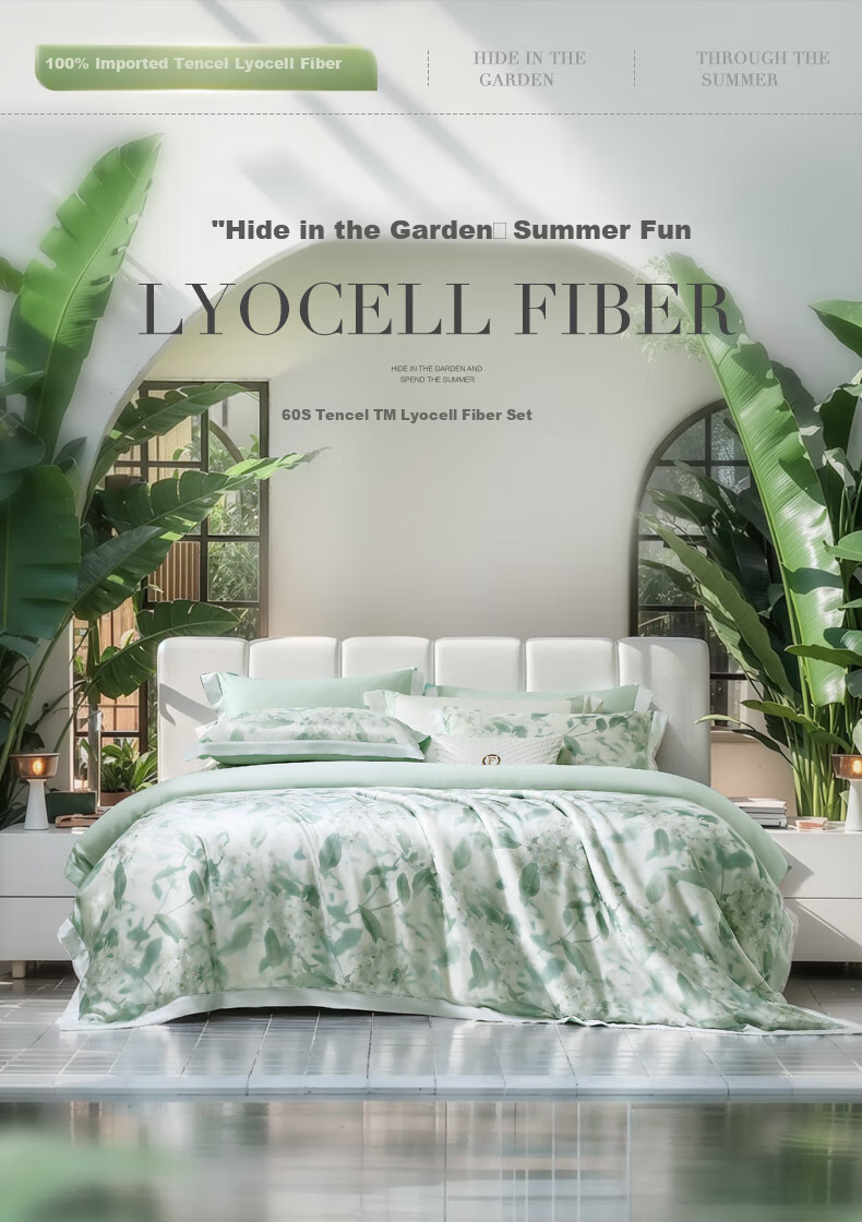 Комплект постельного белья FUANNA, 60s Lyocell Tencel, летний принт, охлаждающий, для односпальной или двуспальной кровати, 203*229 см
