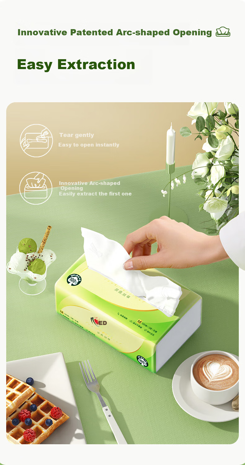 Бумажные салфетки Mind Act Upon Mind, серия Tea Silk Enjoyment, 3-слойные, 120 листов в упаковке, размер M, 24 упаковки в коробке