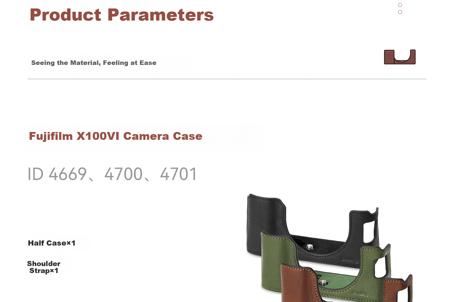 Кожаный чехол-футляр для камеры Fujifilm X-M5 SmallRig 4880, полузакрытый, с ремешком на запястье, коричневый